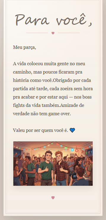 Exemplo de foto em uma carta digital